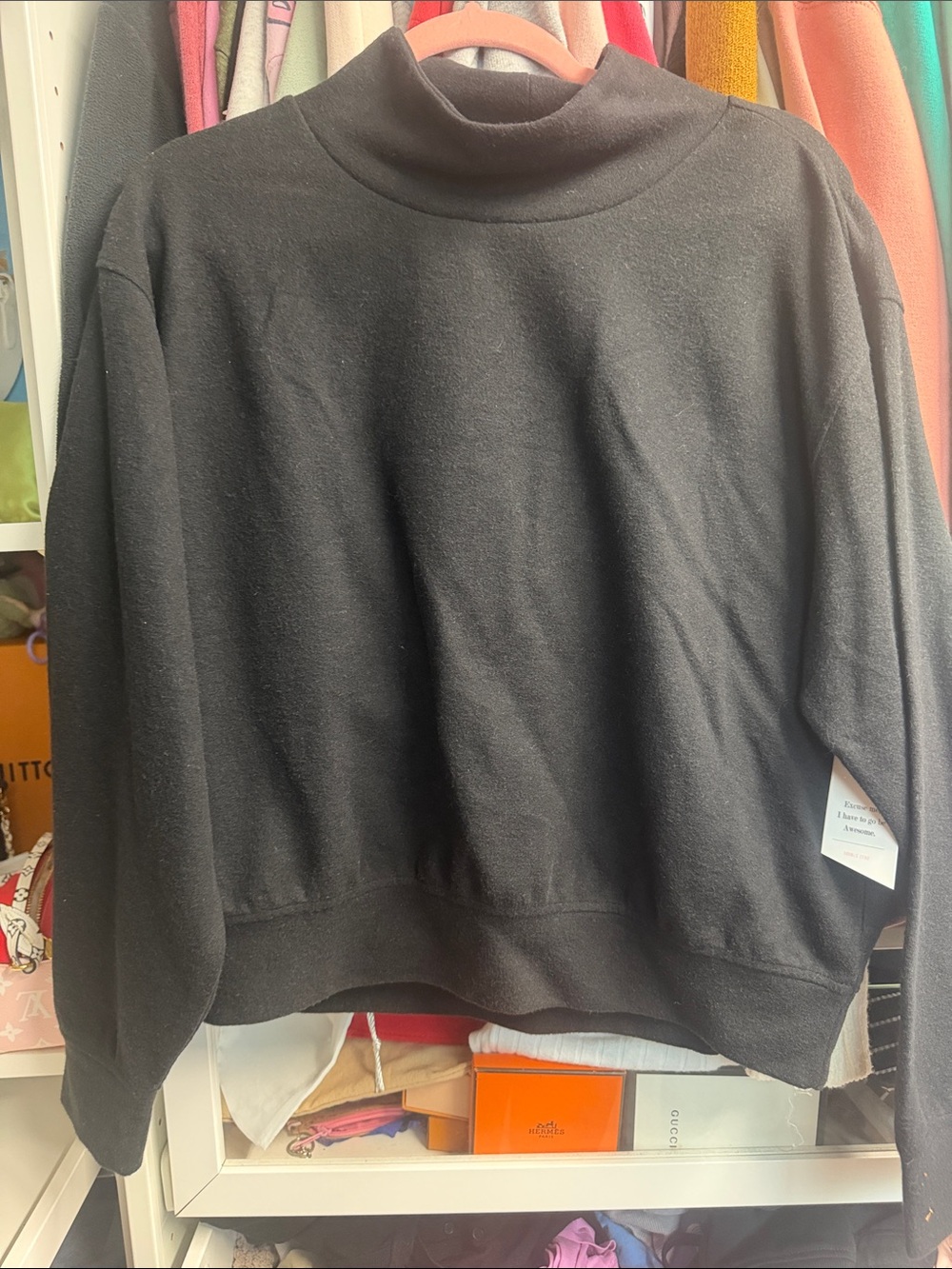 Double Zero Black Mock Neck Top